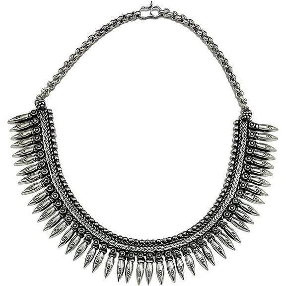 Necklace oxidised silver choker for women fashion traditional Indian jewelry tribal inspired antique silver Choker Metal jewellery