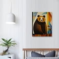 thumbnail image 4 of Acheng Bear Wall Art Canvas Print Abstract Brown Bear Picture With Black Frame Wall Art Decor for Living Room Bedroom and Kitchen Easy to Hang 12x16 in, 4 of 5