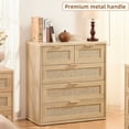 thumbnail image 5 of 33.5" Tall Dresser for Bedroom, Chest of Drawers, Modern 5 Drawers Boho Rattan Dressers with Storage, Dresser Natural Wood Closet Organizer for Living Room, 5 of 8