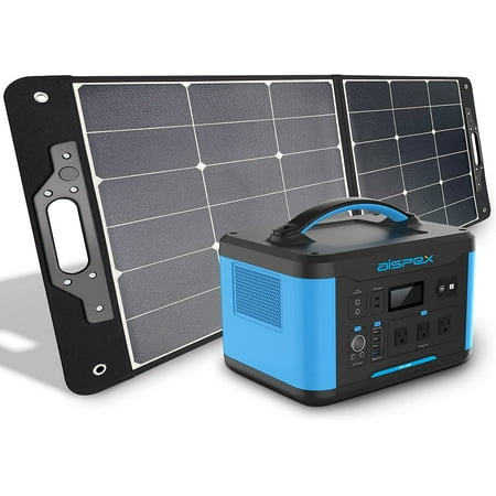 

Aispex Portable 1480Wh Power Station with 100W Solar Panel and LiFePO4 Battery Power Supply for Home Camping or Emergency Use 3 AC Outlets 1500W 3 USB 2 DC PD60W USB-C