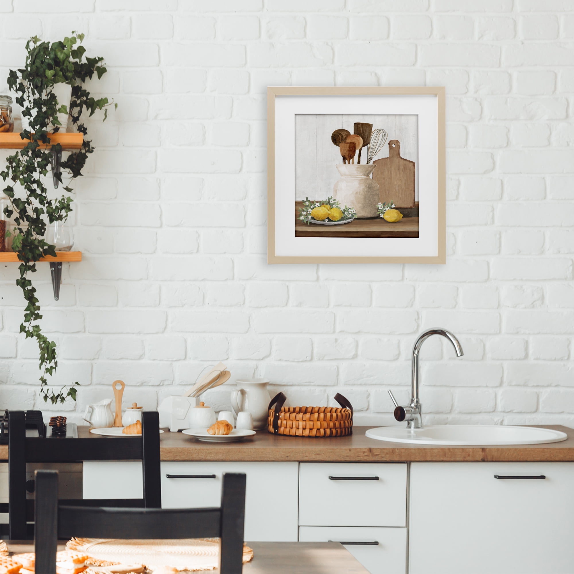 Stupell Industries Country Kitchen & Lemons Birch Framed Print Under Glass, design by White Ladder