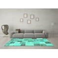 thumbnail image 3 of Ahgly Company Machine Washable Indoor Square Patchwork Turquoise Blue Transitional Area Rugs, 6' Square, 3 of 4