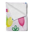thumbnail image 2 of Birthday Party Soft Flannel Fleece Throw Blanket, Singing Birds Happy Birthday Song Flags Cone Hats Party Cake Celebration, Cozy Plush for Indoor and Outdoor Use, 70" x 90", Multicolor, by Ambesonne, 2 of 5