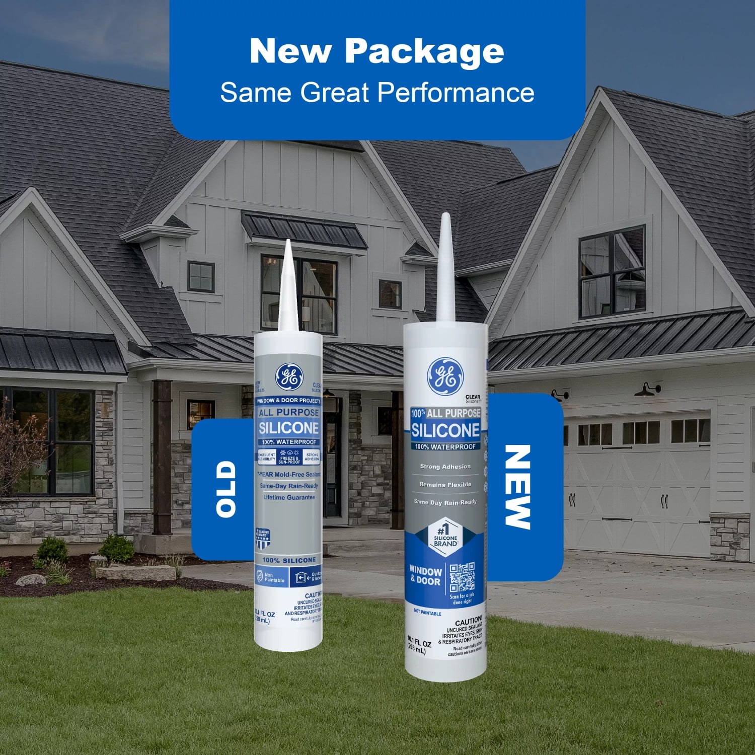 (6 pack) GE Silicone 1 All Purpose Sealant Window & Door, Pack of 1, Clear 10.1 fl oz Cartridge