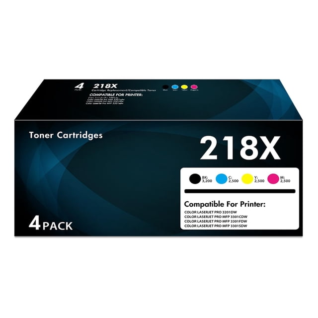 Cartuchos de tóner FIREINK 218X, paquete de 4, de alto rendimiento con chip