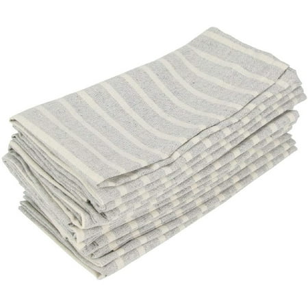 

Soft Broad Striped Linen Cotton Dinner Cloth Napkins - Set of 12 (40 x 30 cm) - for Events & Home Use (Grey)