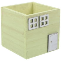 WHAMVOX Wooden Planter Small Yellow Flower Pot for Storage Use in Garden or Home Office 4.5 x 3.2 Inches
