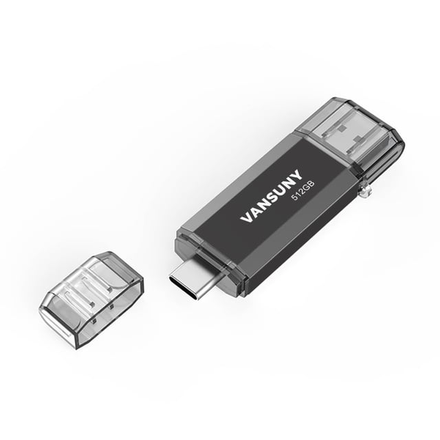 Unidad flash Vansuny de 512 GB tipo C USB 3.0 + USB C OTG negra