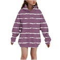 thumbnail image 2 of ATOGUTA Kids Hoodies Girls Sweatshirts Striped Pullover Top Hoodie Kids Long Sleeve Sweatshirts with Pockets Size 3T-14, Purple, 2 of 5