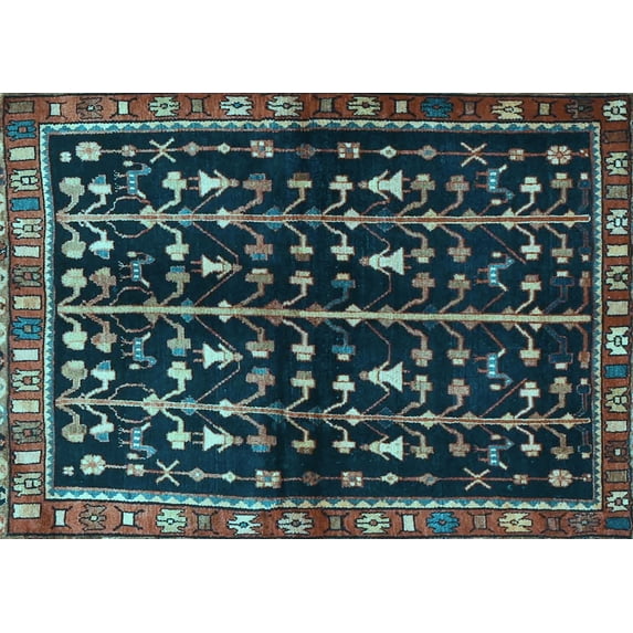 Ahgly Company Indoor Rectangle Persian Light Blue Traditional Area Rugs, 6' x 9'