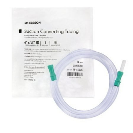 0.875 Inch Ss Tubing - McKesson Suction Connector Tubing 6 Foot Length, 1/4 Inch ID, Sterile, Female / Male Connector