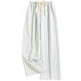 thumbnail image 2 of Womens Striped Casual Straight Leg Pant Summer Elastic Waist Baggy Lounge Trousers Trendy Color Block Beach Outfits Sky Blue Free, 2 of 3