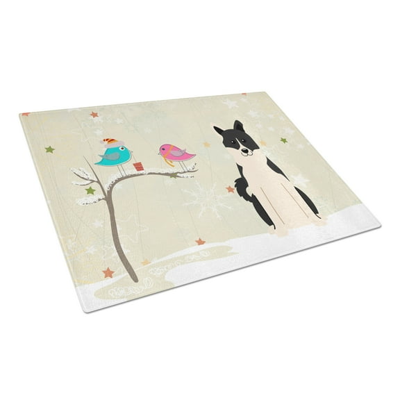 Caroline's Treasures Christmas Russo-European Laika Spitz Glass Cutting Board Large
