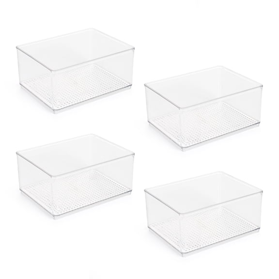 Mainstays Clear Plastic Organizer Bin for Bathroom- - 4 pack