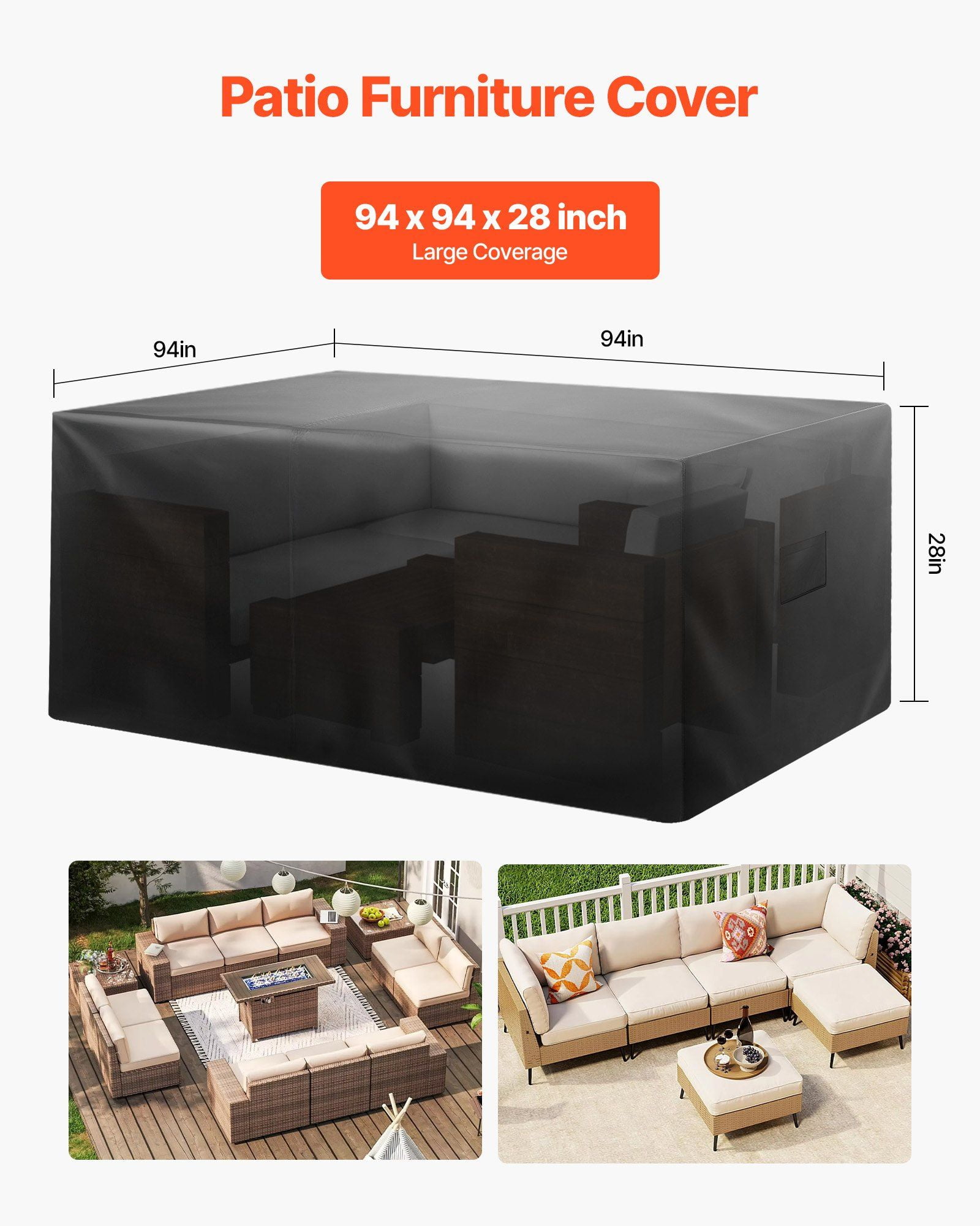 Patio Furniture Cover 94x94 inch Waterproof Outdoor Table Chairs Sofa Cover