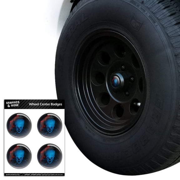 IT: Chapter 2 Blue Pennywise Tire Wheel Center Cap Resin-Topped Badges Stickers
