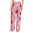 thumbnail image 3 of Xecao Strawberry and Ladybugs Women's Straight Lounge Pajama Pants: The Epitome of Relaxed Sleepwear, 3 of 9
