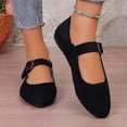 thumbnail image 6 of POROPL Womens Flat Shoes Suede Slip On Round Toe Dress Shoes with Ankle Strap Buckle,Shoes Size 5.5, 6 of 9
