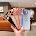 thumbnail image 5 of for iPhone Case,Luxury ElectroPlated Side Print Rose Pattern Camera Lens Protection Shockproof Phone Case (White,iPhone 11), 5 of 6