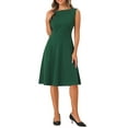 thumbnail image 1 of INSPIRE CHIC Robe Fourreau Sans Manches pour Femme Costume Col Bateau Décontractée de Bureau S Vert Foncé, 1 of 6