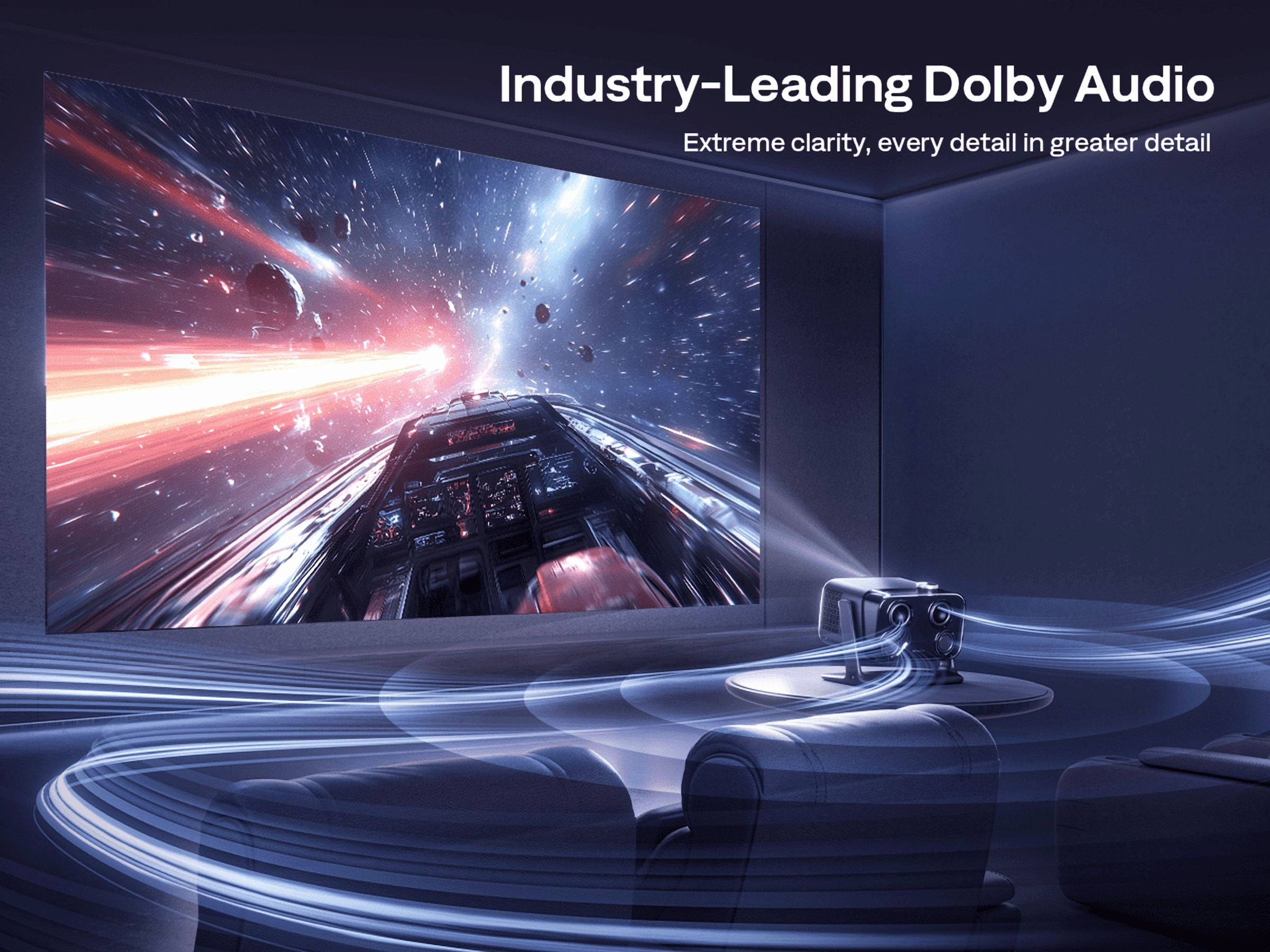 Aurzen Google TV Projector with WiFi and Bluetooth, 4K Supported Portable Proyector with Real-Time Focus & Keystone, DoIby Audio & 20W Speakers, 500 ANSI Lumens, Black