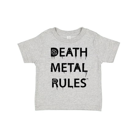 

Inktastic Death Metal Rules White T-Shirt Gift Toddler Boy or Toddler Girl T-Shirt