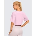 thumbnail image 2 of CRZ YOGA Women's Pima Cotton Workout Crop Tops Short Sleeve Yoga Shirts Casual T-Shirts, 2 of 4