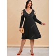 thumbnail image 2 of Vestido Midi de Talla Grande con Hombros Al Aire con Cremallera Rosegal  Vestidos casuales de talla grande, 2 of 5