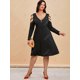 thumbnail image 2 of Vestido Midi de Talla Grande con Hombros Al Aire con Cremallera Rosegal  Vestidos casuales de talla grande, 2 of 5