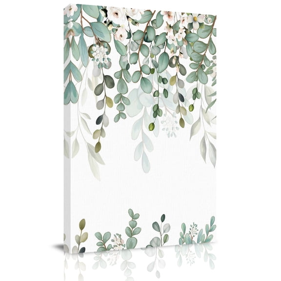 Canvas Wall Art, Sage Green Eucalyptus Framed Canvas Prints for Living Room Dining Room, Spring Floral Botanical Watercolor Gallery Wrapped Wall Decor for Home Office, Gifts, 22"x28" Ship Next Day