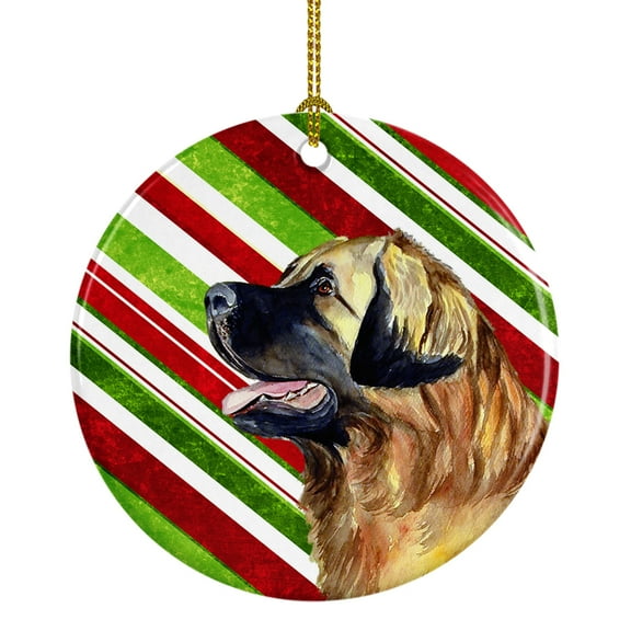 Leonberger Candy Cane Holiday Christmas Ceramic Ornament LH9258