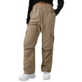 thumbnail image 2 of Women's Lightweight Quick-Dry Hiking Cargo Pants High Waisted Water-Resistant Outdoor Joggers with 4 Pockets & Elastic Drawstring Coffee XXL, 2 of 7