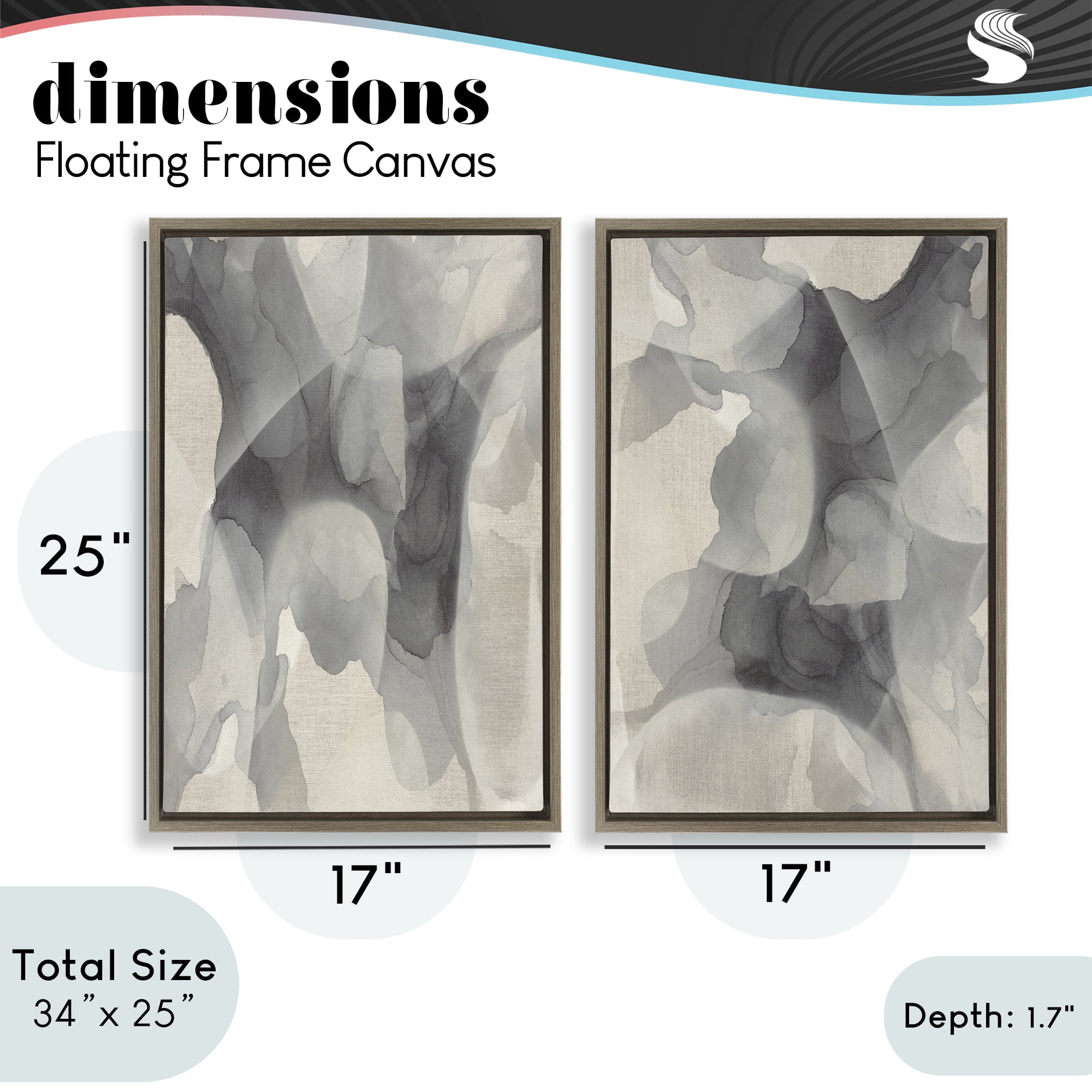 Stupell Industries Mottled Fluid Monochrome 2 Piece Brown Framed Floater Canvas Set, design by Kippi Leonard