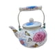 thumbnail image 5 of Tetera esmaltada, tetera con esmalte Floral, agarre cómodo, gran capacidad con asa, cafetera, hervidor de agua para agua fría en el hogar, 5 of 9