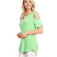 thumbnail image 5 of Made by Johnny Women's Loose Short Sleeve Strappy Cold Shoulder Top M MINT, 5 of 6