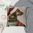 thumbnail image 2 of Qinduosi Merry Christmas Throw Pillow Cover Cute Dog Linen Pillowcase Home Decor Nice Gift Indoor Pillowcase Size White, 2 of 5