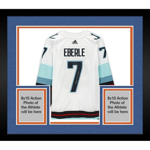 Framed Jordan Eberle Seattle Kraken Autographed White Adidas Authentic Jersey with ''Release The Kraken'' Inscription and Inaugural Season Jersey Patch - Fanatics Authentic Certified