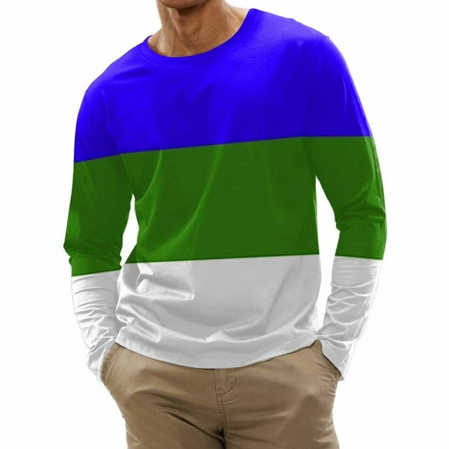Men Spring And Autumn Button Neck Solid Color Blouse Long Sleeve Top Bottoming Shirt
