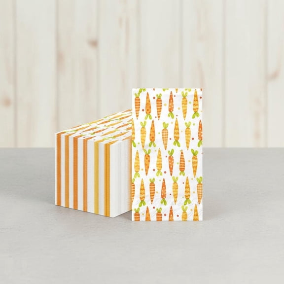 Easter Paper Napkins, Disposable Large Carrot Pattern Hand Towel Napkin for Spring Themed Holiday Party Supplies