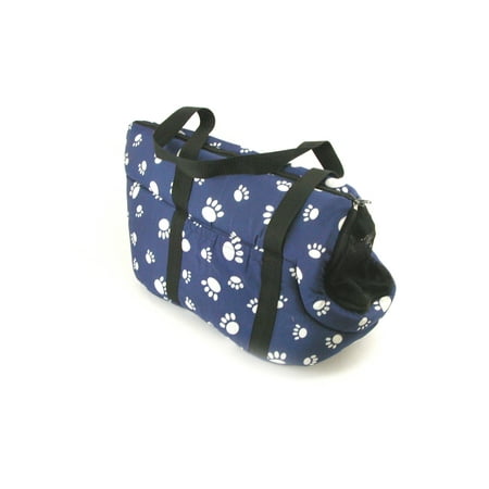 - Pet Travel Carrier Shoulder Bag Tote Purse Pouch Cat Dog Soft Plush - Paw Print