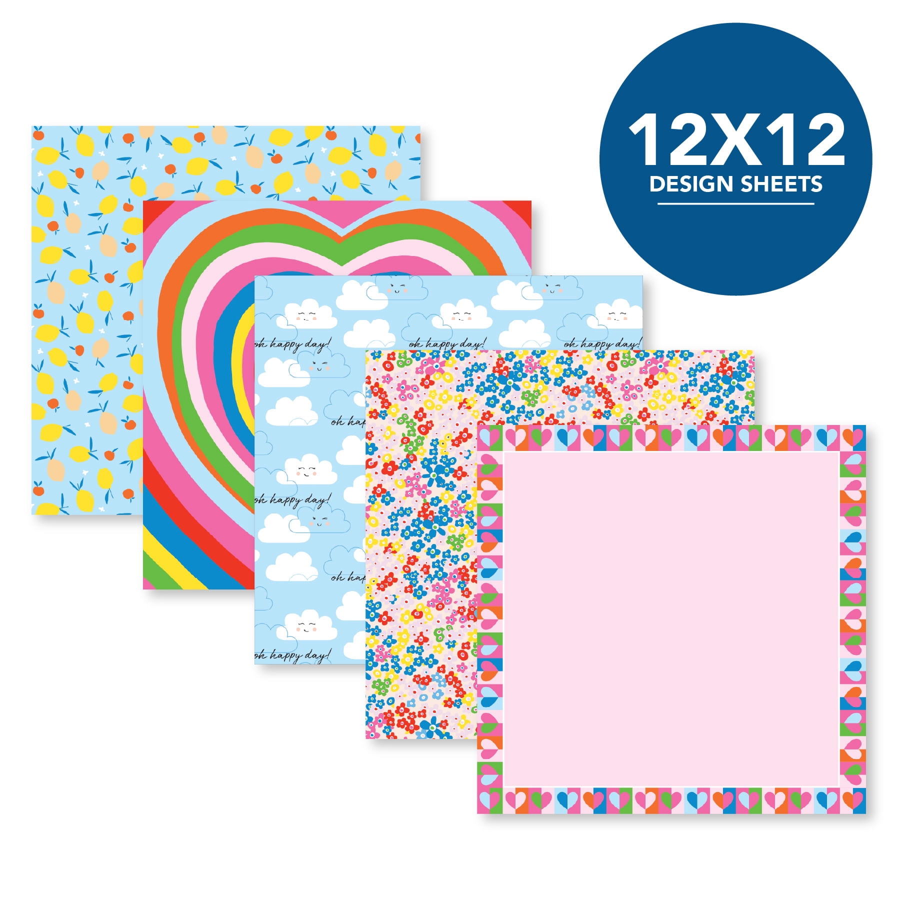 Roobee by Hello Hobby /Sunshine Paper Pad, Multicolor Scrapbook Paper, 50 Sheets, 25 Designs