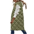 thumbnail image 2 of HOMBOM Womens Hooded Quilted Vest Trendy Long Gilet Heavyweight Full Zip with Pockets Outwear Green for Women Sleeveless, 2 of 6