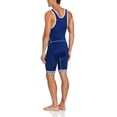 thumbnail image 2 of ASICS Mens Snap Down Wrestling Singlet Bodysuit Jumpsuit, Blue, XX-Large, 2 of 6