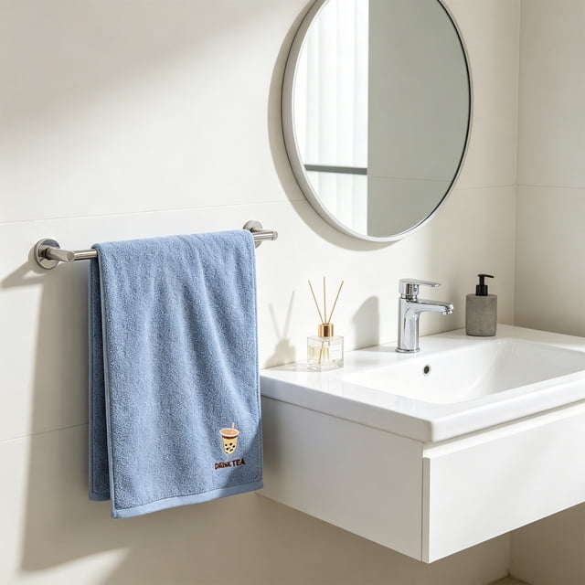 HCBY Embroidered Hand Towel, High Density Fabric No Pilling, Cute Cartoon Style for Home Decor and Daily Use