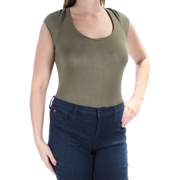 FREE PEOPLE Womens Green Low Back Body Suite Short Sleeve Scoop Neck Intimates T-Shirt L