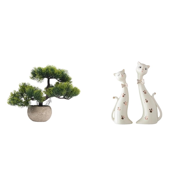 Esculturas Artificiales De Gatos Bonsái, Estatuas De Animales Con Vegetación, Planta Artificial, Regalo De Boda, Centros De Mesa Coleccionables, Decoración Para Comedor O Repisa.
