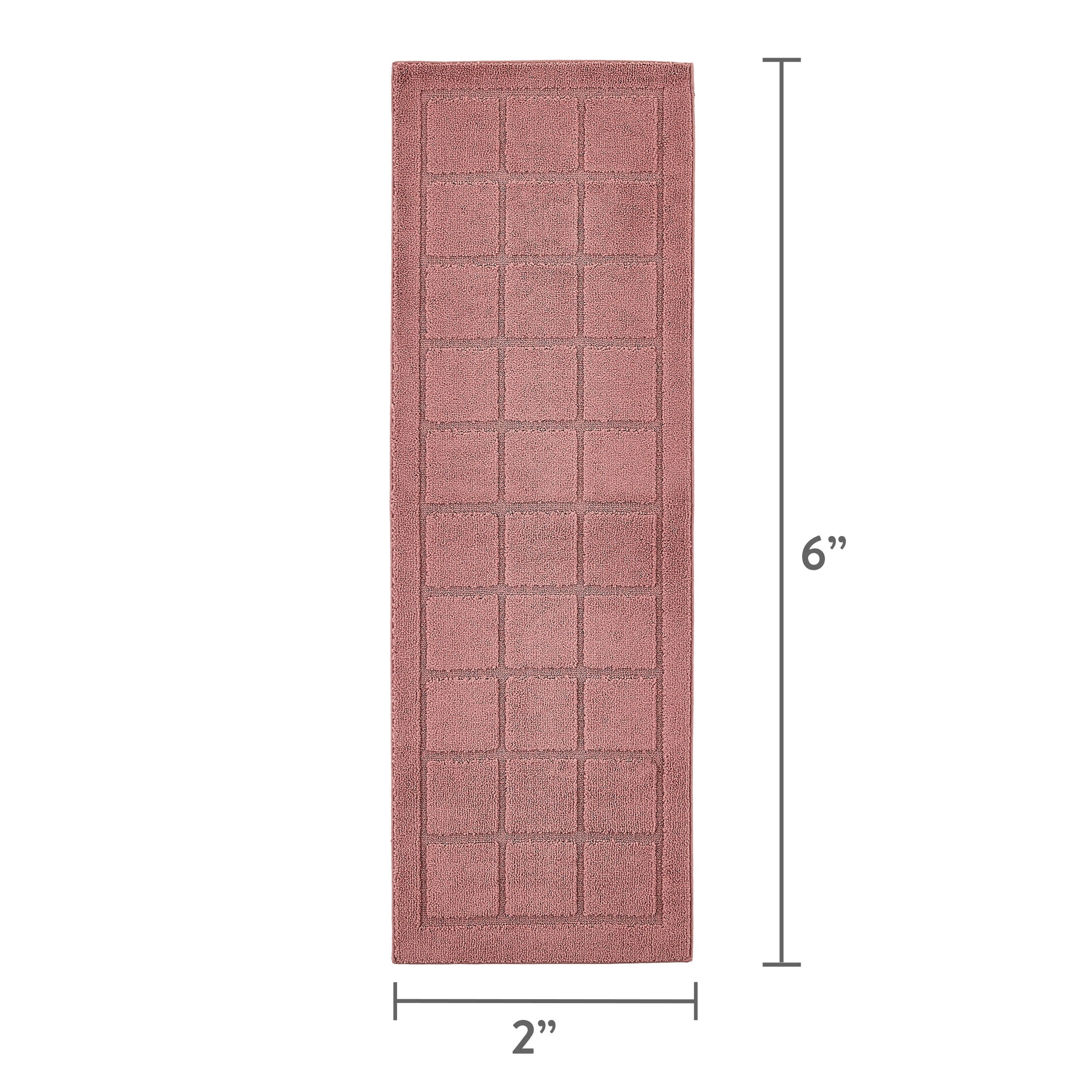 Mainstays Solid High Low Tufted Grid Mauve Pink Indoor Runner Rug, 2' x 6'