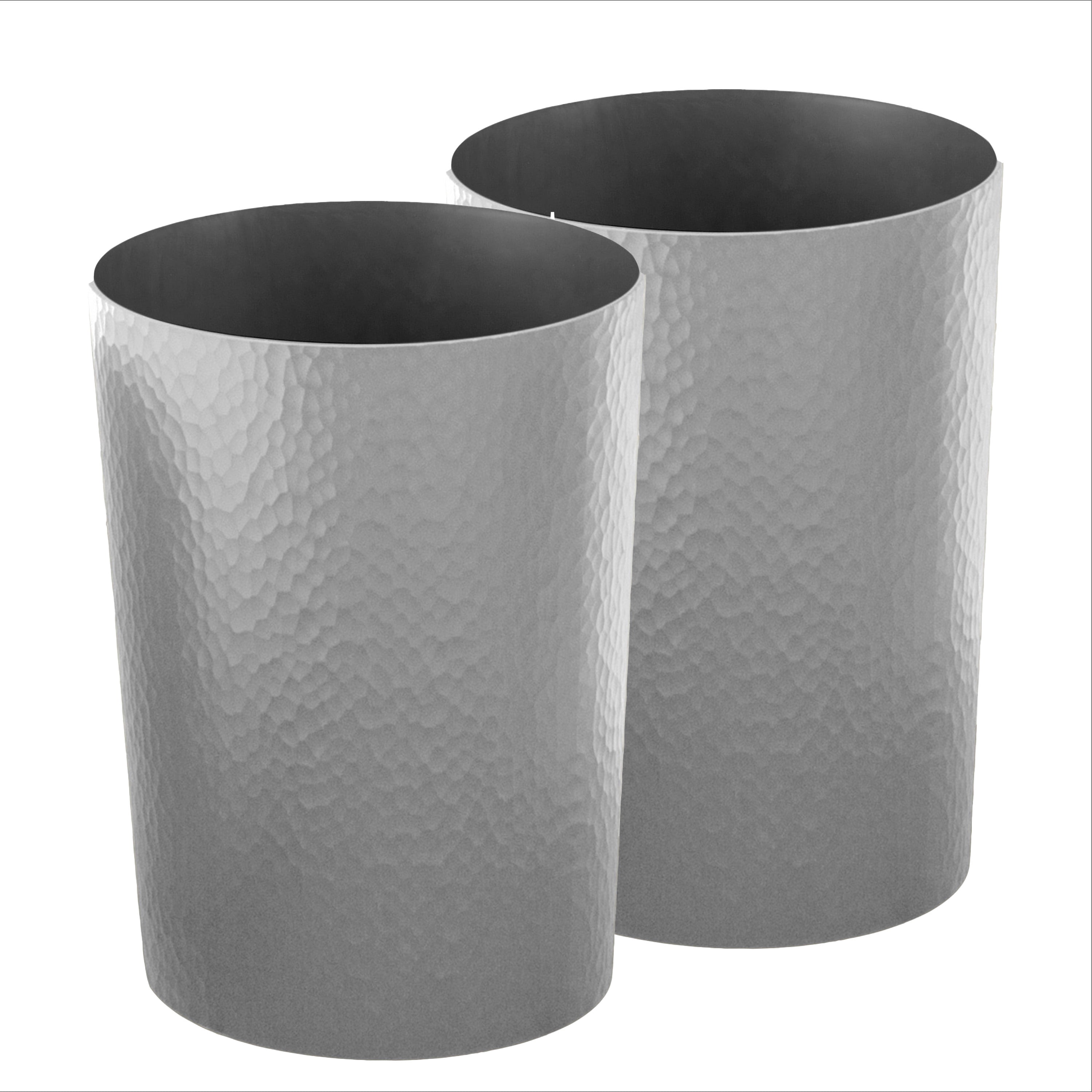 Bath Bliss 2 Pack Plastic Hammered Textured Bathroom Wastebasket in