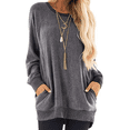 thumbnail image 1 of 1uds-Camiseta casual contraste cuello redondo-Gris-L, 1 of 6