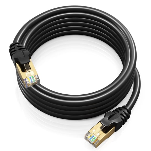 Cat 7 Ethernet Cable 25 ft - High-Speed Cat7 Internet & Network LAN Patch Cables, RJ45 Connectors - Perfect for Gaming, Streaming, and More (Black)